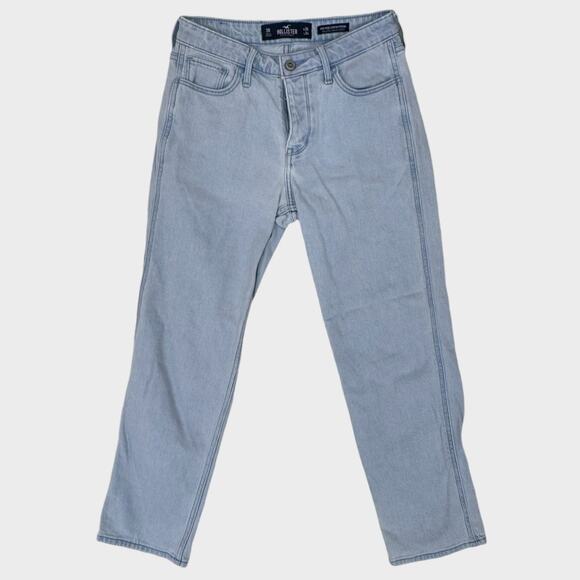 Hollister Mid-Rise Crop Boyfriend Jeans Size 3 R Button Fly W26 L24 - Picture 1 of 6